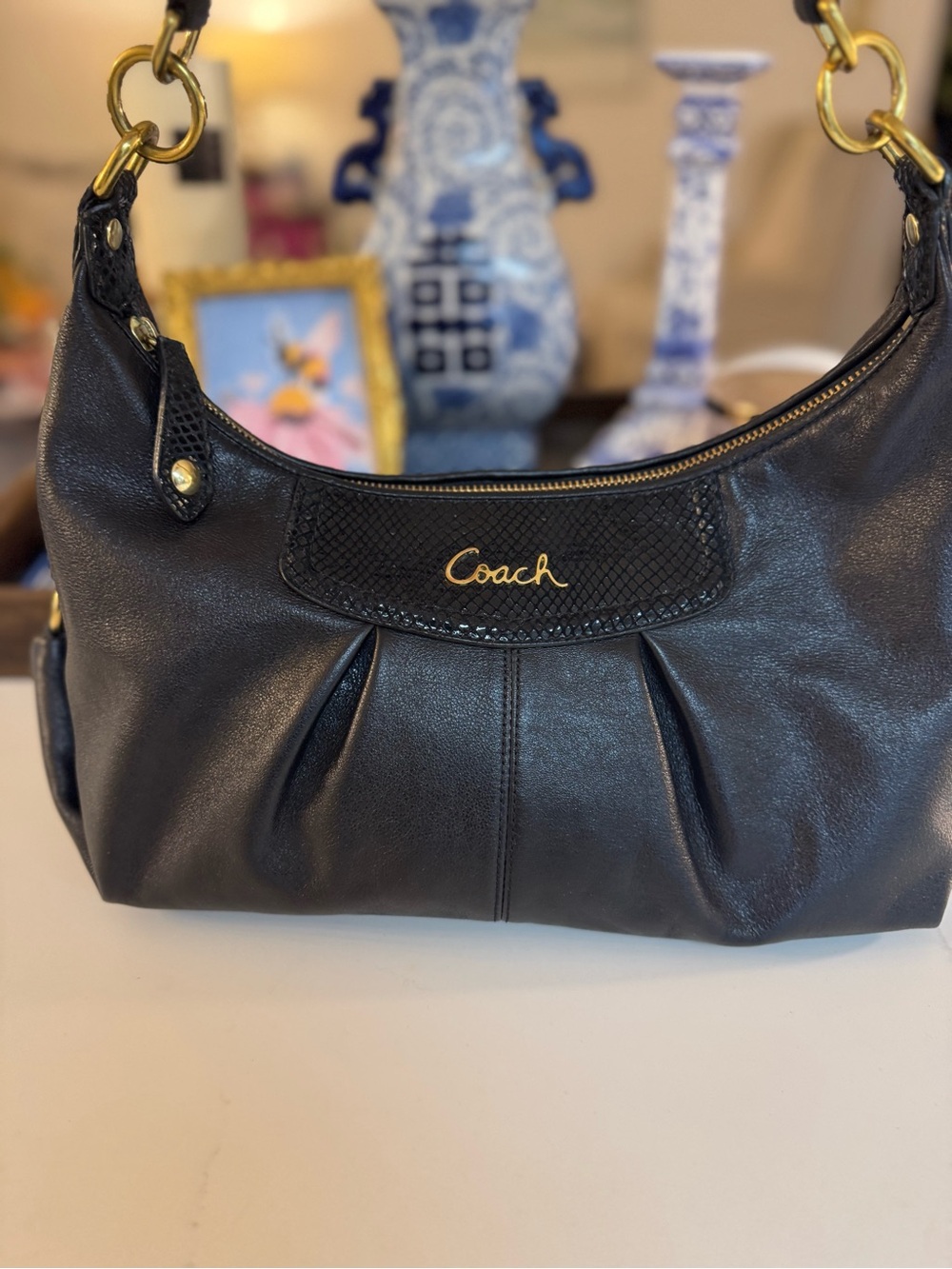 🖤 COACH Y2K ASHLEY BLACK LEATHER SHOULDER BAG! - Picture 2 of 11